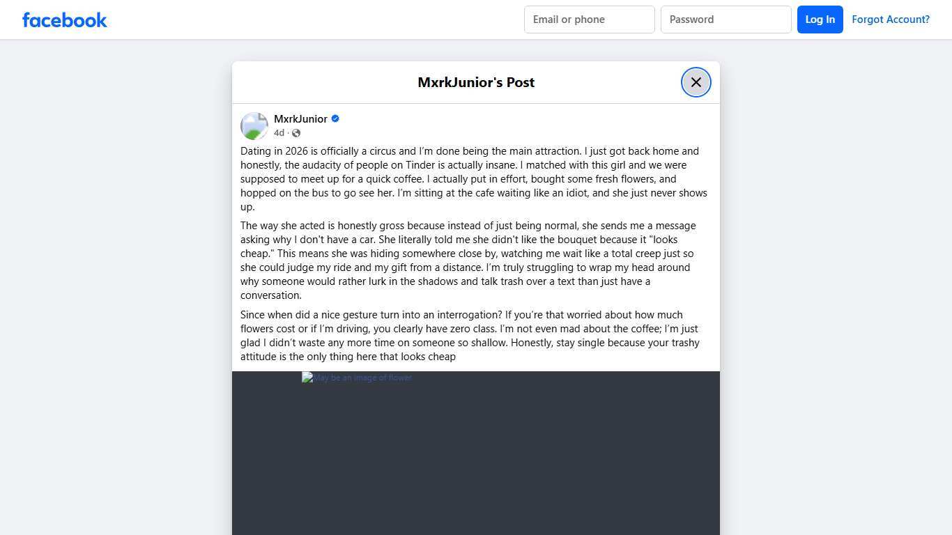 MxrkJunior - Dating in 2026 is officially a circus and I’m... Facebook